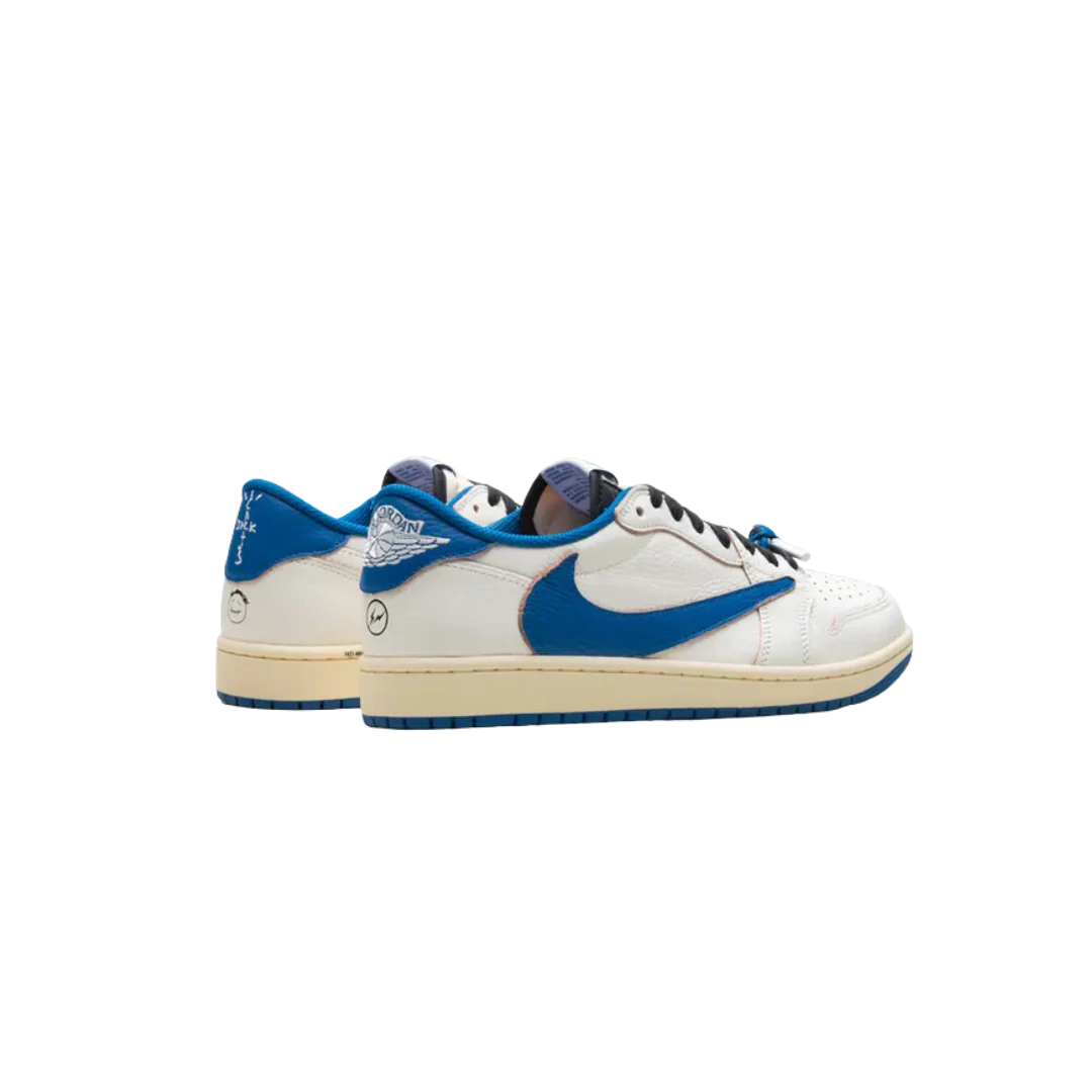 Air Jordan 1 Retro Low OG SP Fragment x Travis Scott Sail Military Blue - Image 3