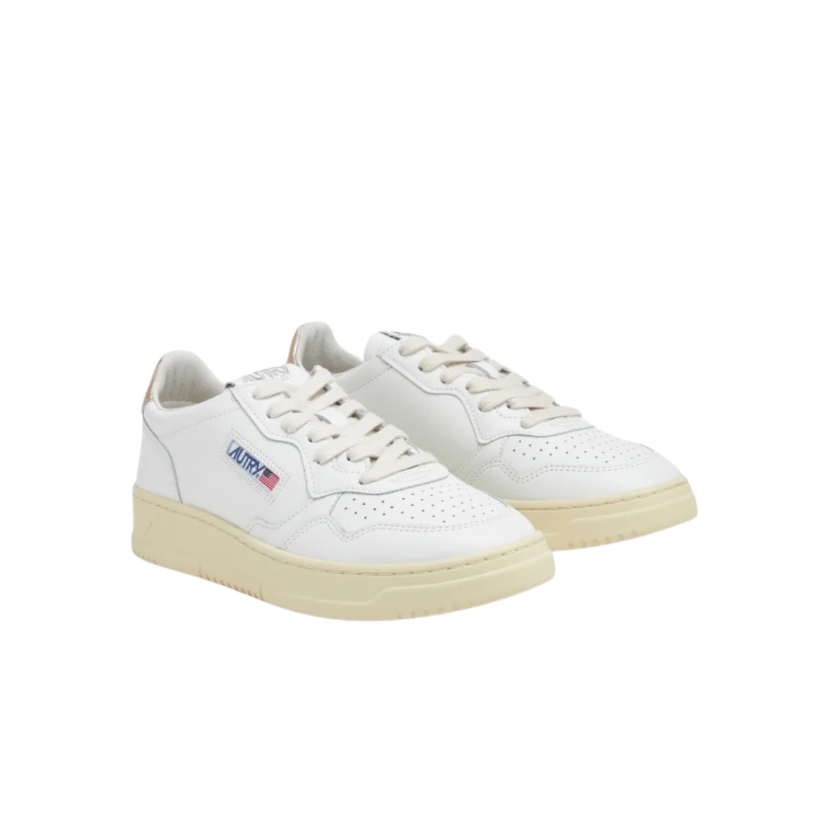 Autry Medalist Low Sneakers in White and Gold Leather - Image 3
