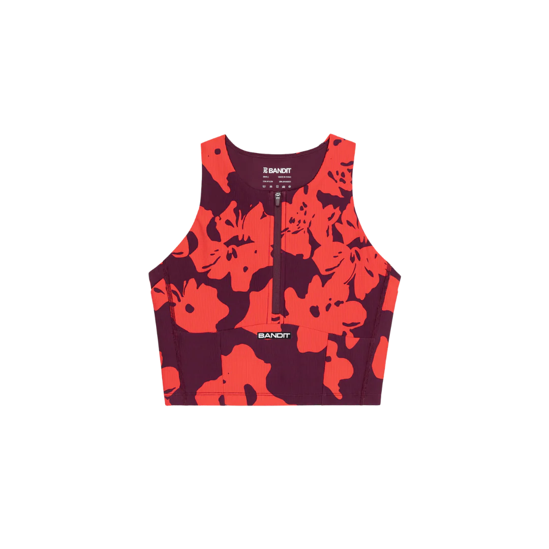 Bandit Cadence Race Crop with CF Zip Floral Fig / Intense Red