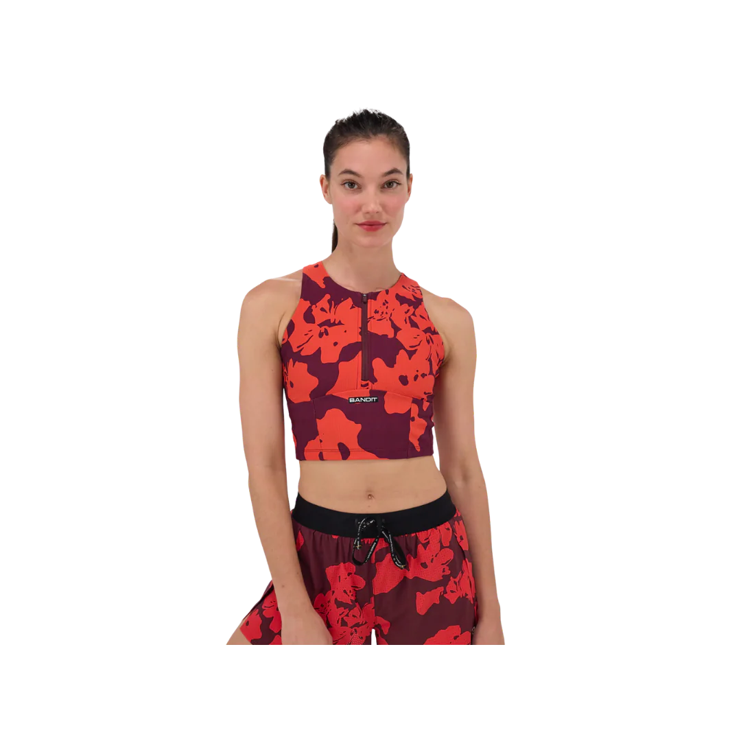 Bandit Cadence Race Crop with CF Zip Floral Fig / Intense Red - Image 2