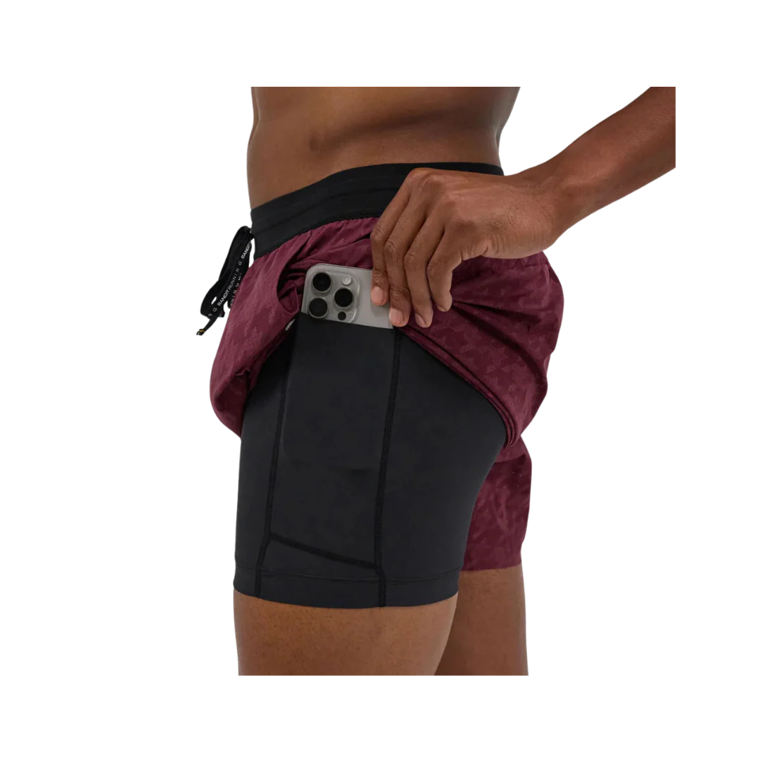 Bandit M Vento Men's 5" Training Short (Heat-Embossed) Fig/Black - Image 2