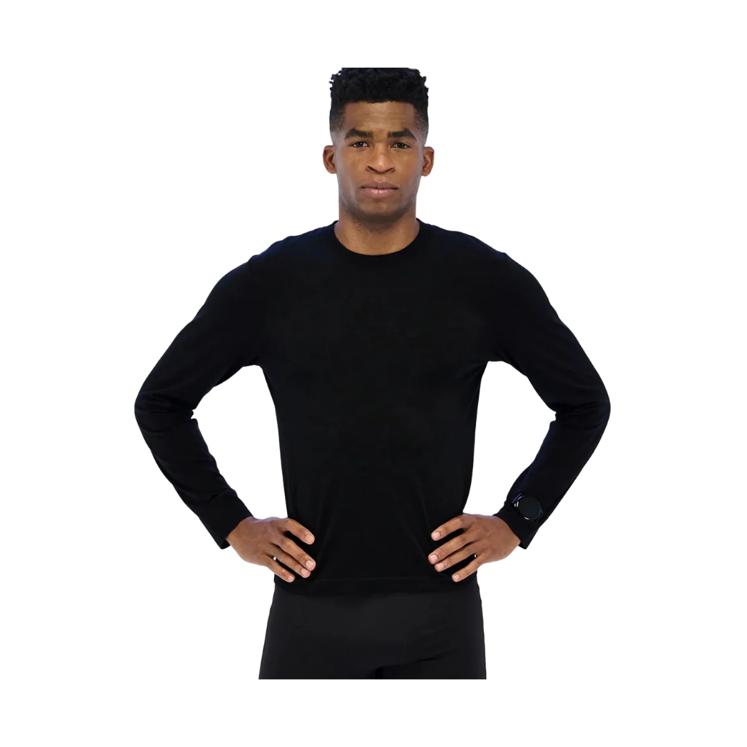Bandit Seamless Men’s Wool LS Crewneck Top – Black - Image 2