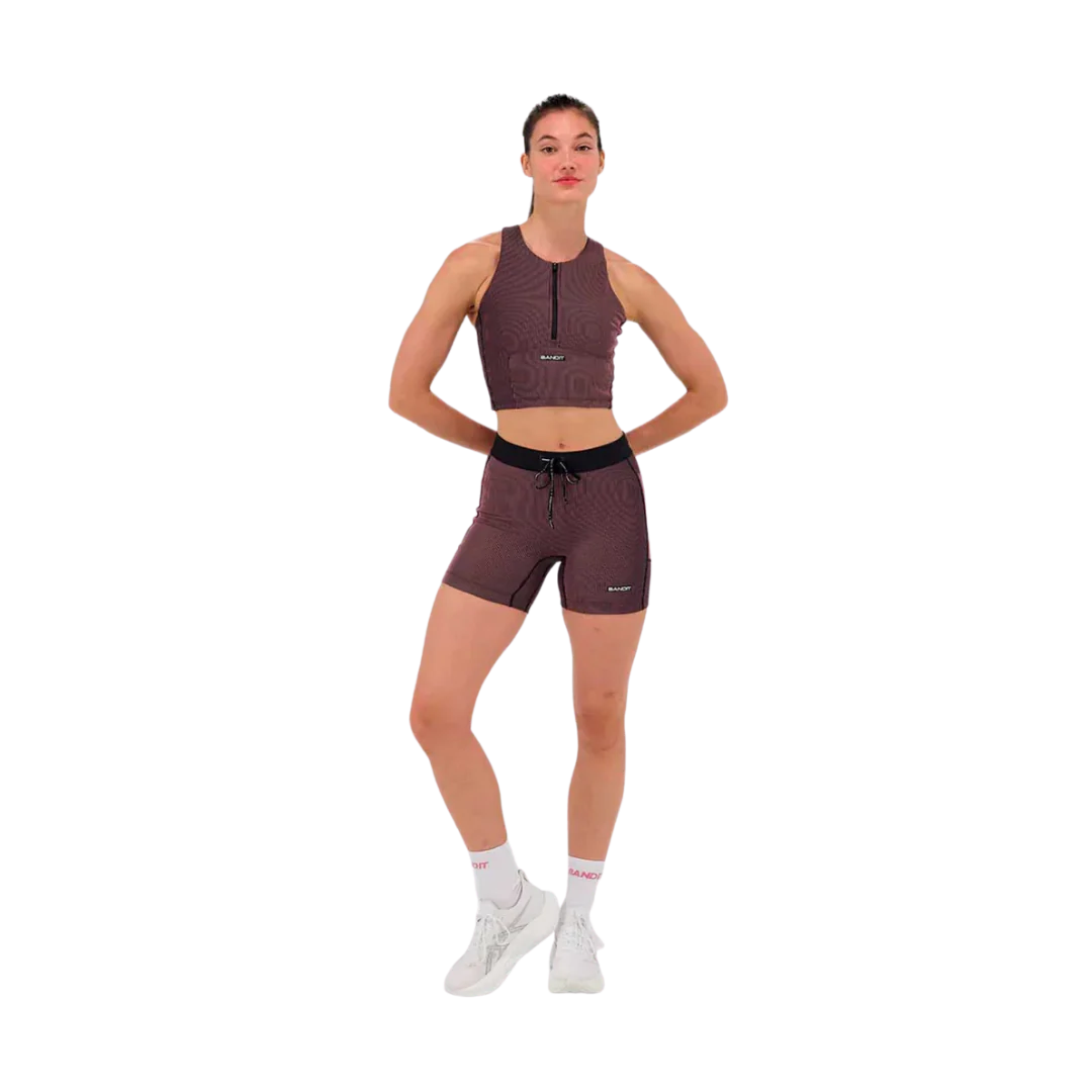Bandit Striped Cadence 5" Compression Short Black / Mauve - Image 2