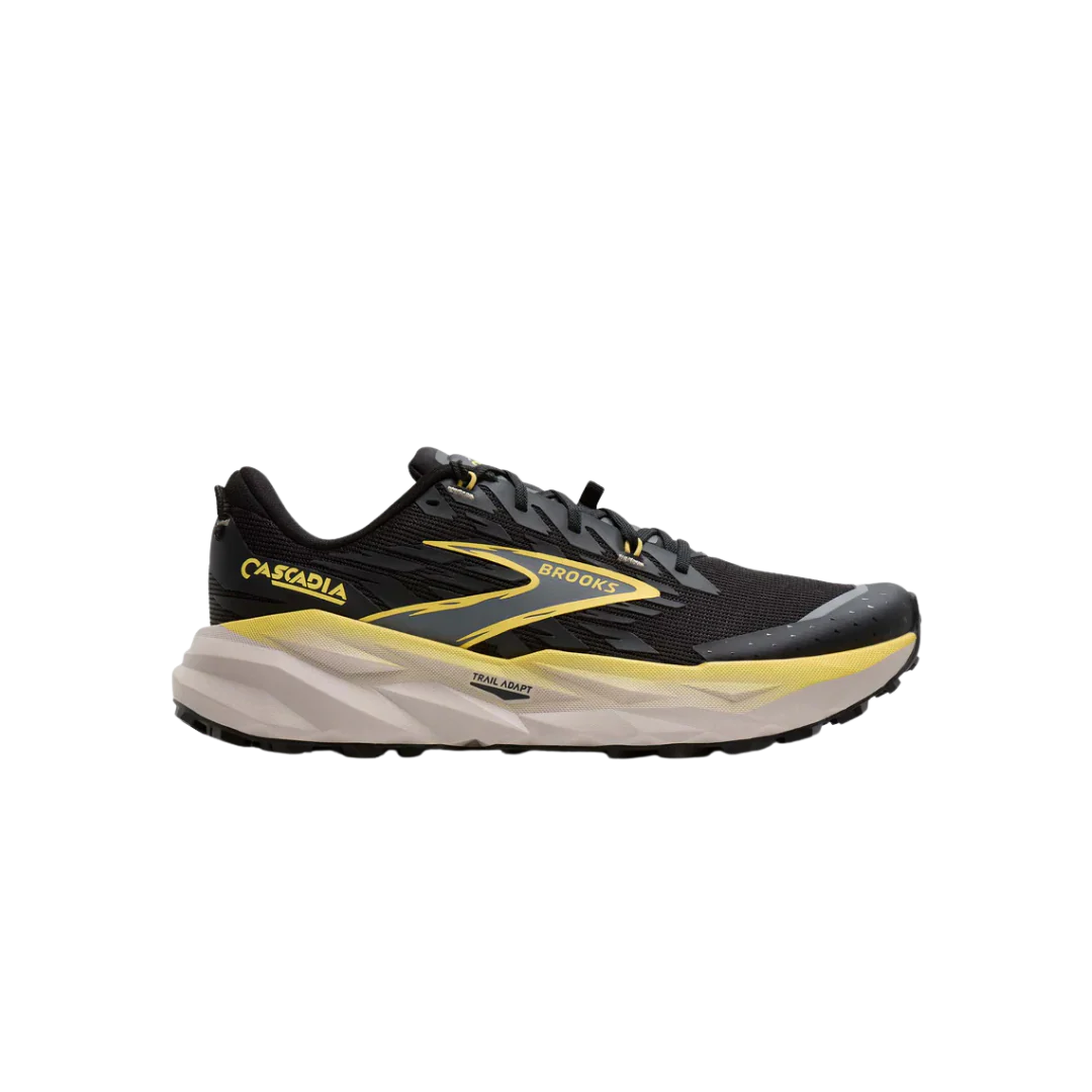 Brooks Men's Cascadia 19 Running Shoes - Black/Yellow/Chateau