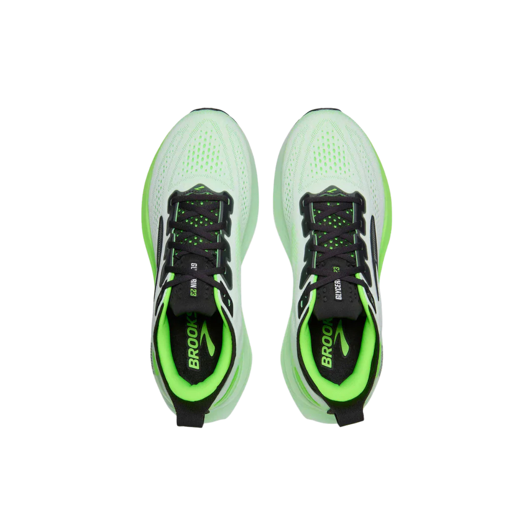 Brooks Men's Glycerin 23 - White/Phantom/Green Gecko - Image 2