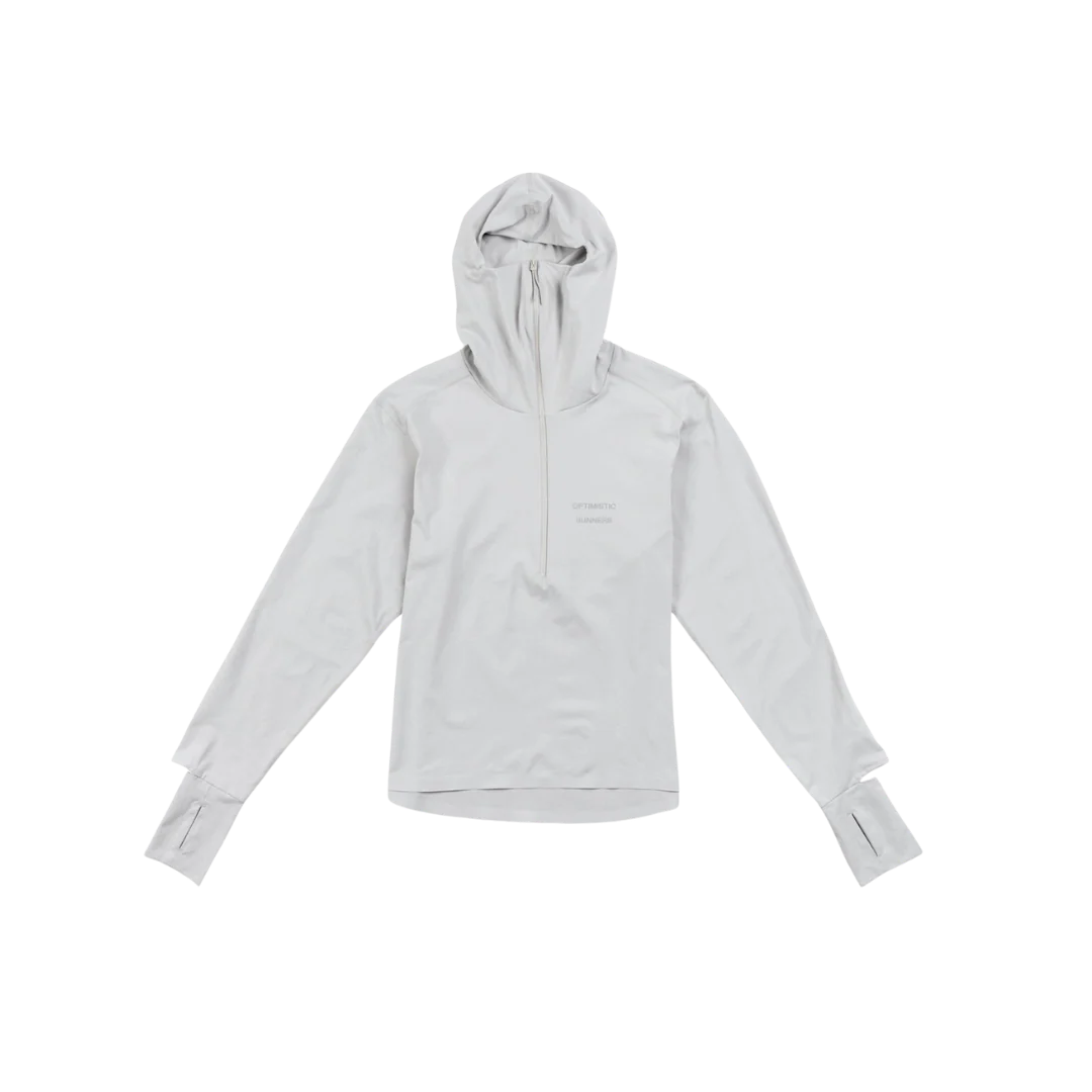 Optimistic Runners Balaclava Hoodie - Light Grey