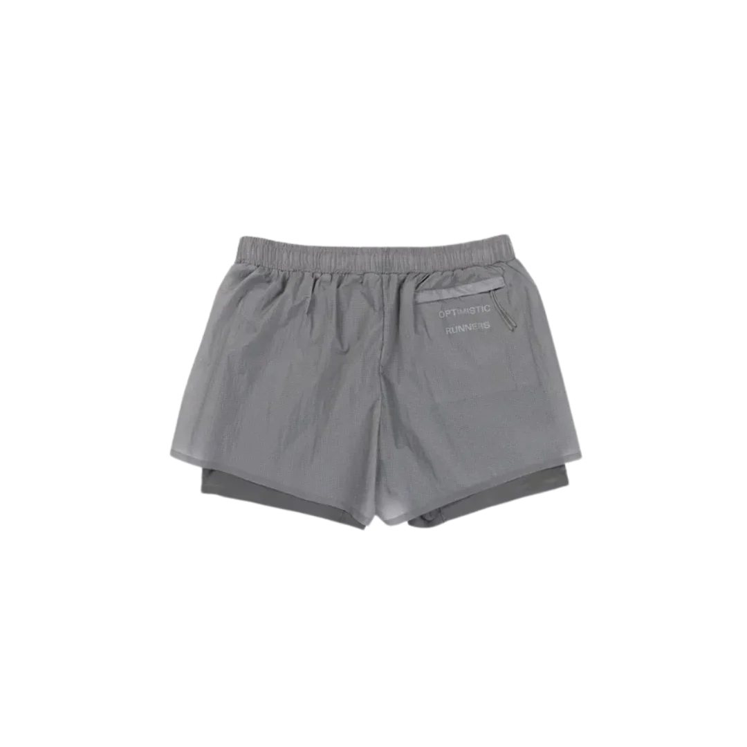 Optimistic Runners Glossy-Ripstop Shorts Light Grey - Image 2