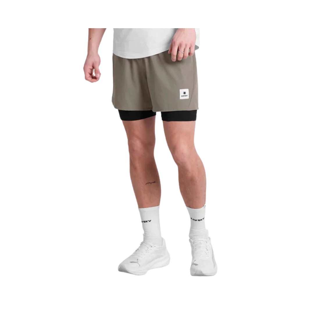 SAYSKY Pace 2 in 1 Shorts 5'' - Taupe - Image 3