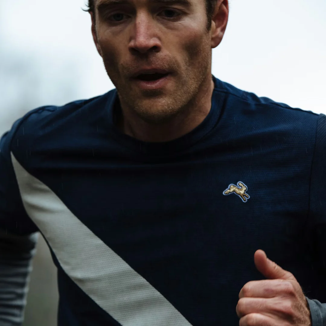 Tracksmith M Van Cortlandt Tee - Navy / Ivory - Image 2
