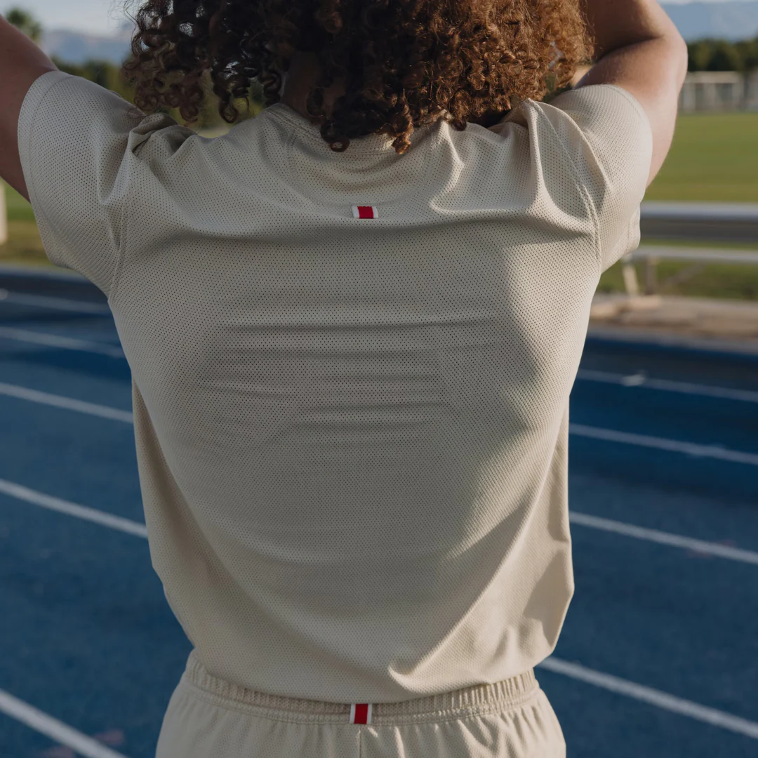 Tracksmith W Van Cortlandt Tee - Brown Rice/Ivory - Image 3